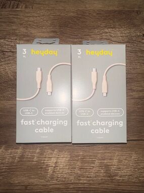 heyday USB-C to USB-C Fast Charging Cable in light pink